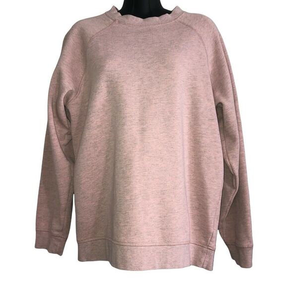 Topshop Womens Sweatshirt Sz 6 Heather Pink Crew Neck Sweatshirt Raglan Sleeve - Picture 1 of 5